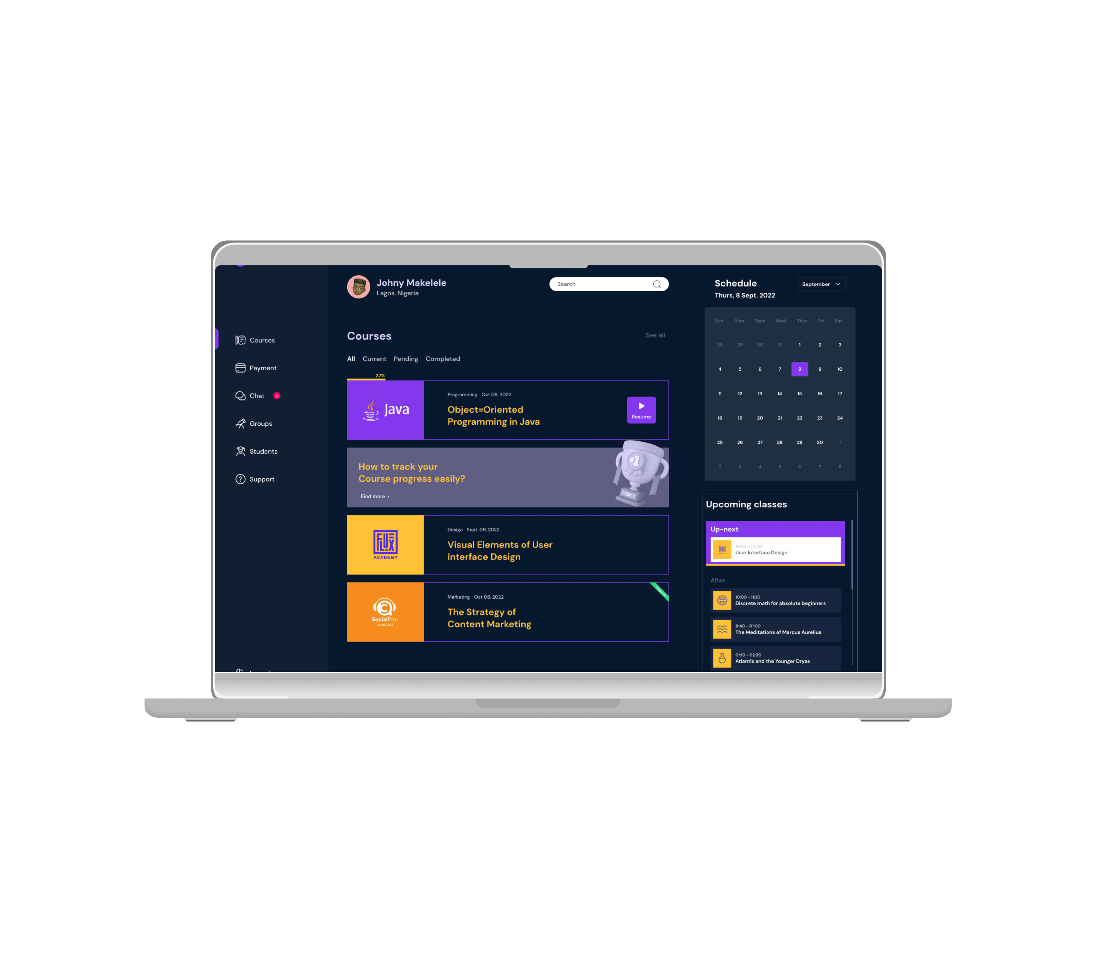 Online Learning Dashboard case study preview